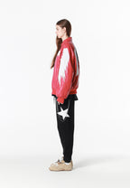 Chaqueta bomber Wings efecto piel con alas en mangas y espalda y forro de pelo extraíble | MWM [PS_COLORS:FUCHSIA]