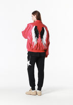 Chaqueta bomber Wings efecto piel con alas en mangas y espalda y forro de pelo extraíble | MWM [PS_COLORS:FUCHSIA]