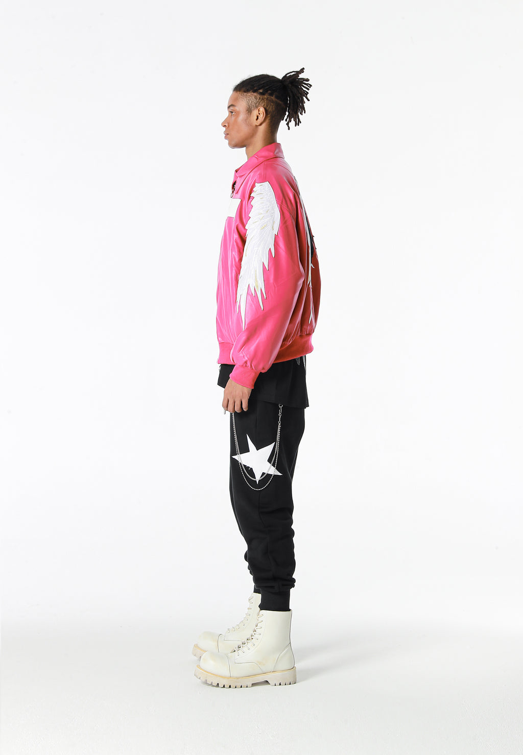 Chaqueta bomber Wings efecto piel con alas en mangas y espalda y forro de pelo extraíble | MWM [PS_COLORS:FUCHSIA]