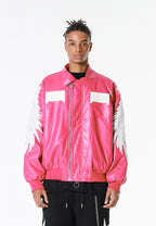 Chaqueta bomber Wings efecto piel con alas en mangas y espalda y forro de pelo extraíble | MWM [PS_COLORS:FUCHSIA]