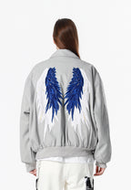 Chaqueta bomber Wings efecto piel con alas en mangas y espalda y forro de pelo extraíble | MWM [PS_COLORS:GREY]