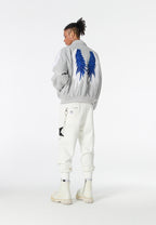 Chaqueta bomber Wings efecto piel con alas en mangas y espalda y forro de pelo extraíble | MWM [PS_COLORS:GREY]