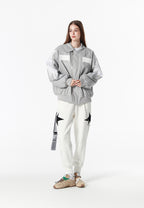 Chaqueta bomber Wings efecto piel con alas en mangas y espalda y forro de pelo extraíble | MWM [PS_COLORS:GREY]