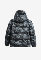 Abrigo puffer jacquard de chenilla con brillo, capucha y mangas desmontables | MWM [PS_COLORS:BLACK]