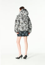 Abrigo puffer jacquard de chenilla con brillo, capucha y mangas desmontables | MWM [PS_COLORS:GREY]