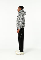 Abrigo puffer jacquard de chenilla con brillo, capucha y mangas desmontables | MWM [PS_COLORS:GREY]