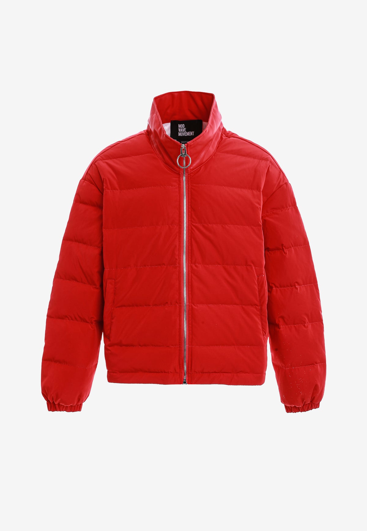 Chaqueta Iconic Logos efecto piel colorblock con cuello alto y cuatro bolsillos | MWM [PS_COLORS:RED]