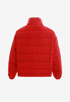 Chaqueta Iconic Logos efecto piel colorblock con cuello alto y cuatro bolsillos | MWM [PS_COLORS:RED]
