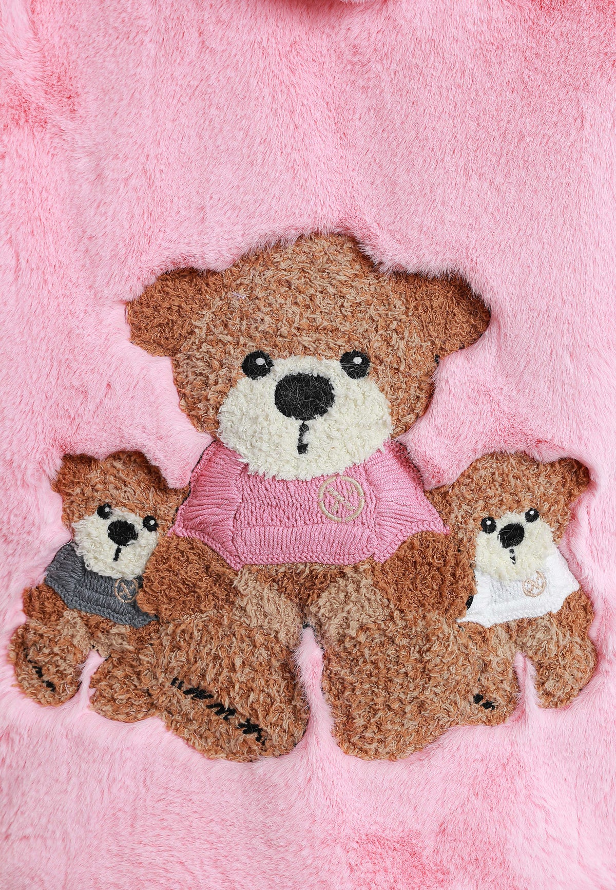 Abrigo TEDDY de pelo con capucha y parches Teddy en pecho y espalda | MWM [PS_COLORS:PINK]