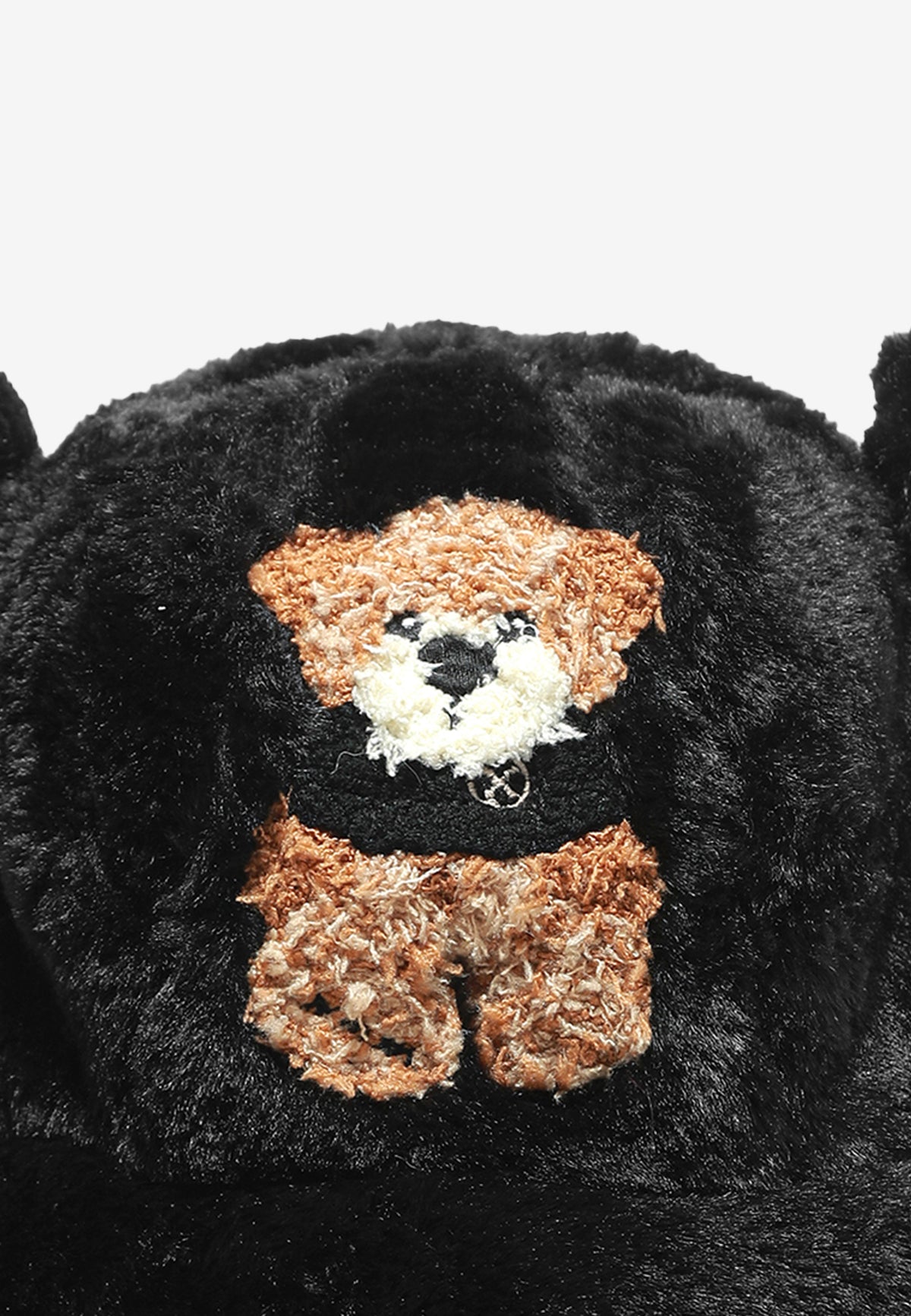 Gorro bucket de pelo con oso Teddy y orejas | MWM [PS_COLORS:BLACK]