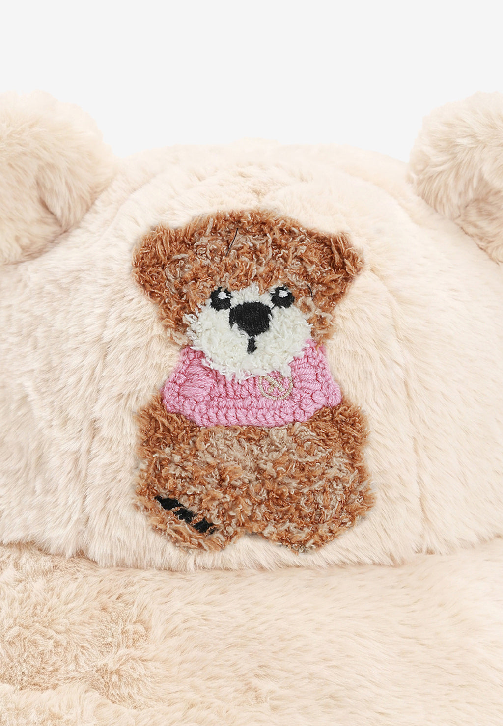 Gorro bucket de pelo con oso Teddy y orejas | MWM [PS_COLORS:ECRU]