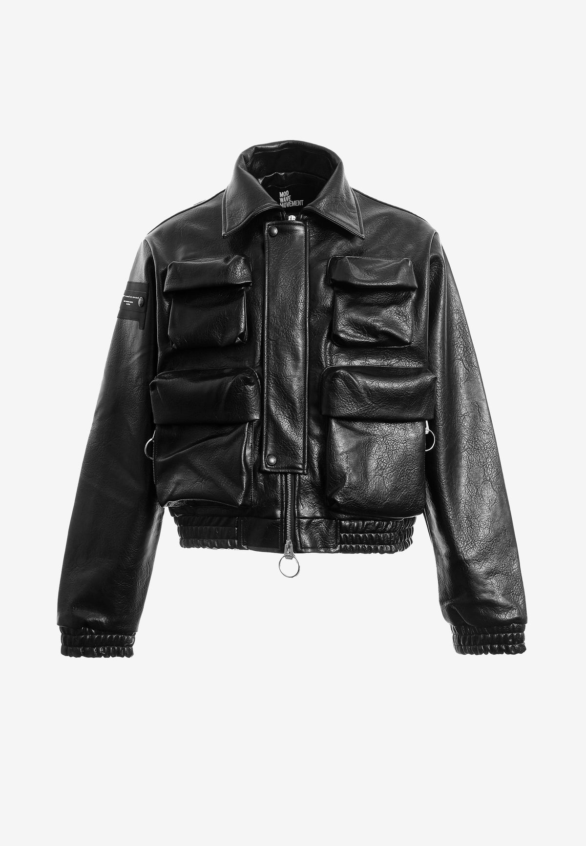 Chaqueta corta efecto piel con bolsillos en relieve | MWM [PS_COLORS:BLACK]