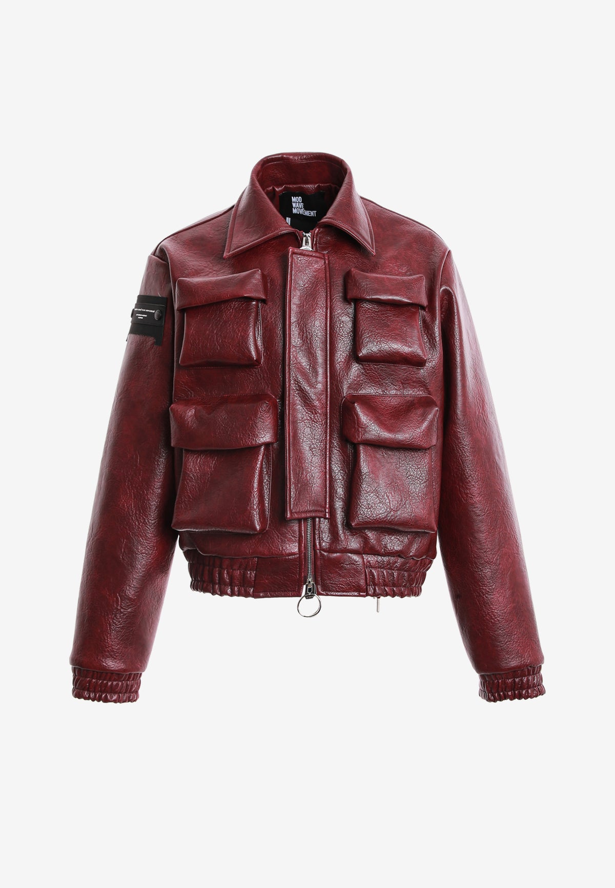 Chaqueta corta efecto piel con bolsillos en relieve | MWM [PS_COLORS:BURGUNDY]