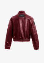 Chaqueta corta efecto piel con bolsillos en relieve | MWM [PS_COLORS:BURGUNDY]