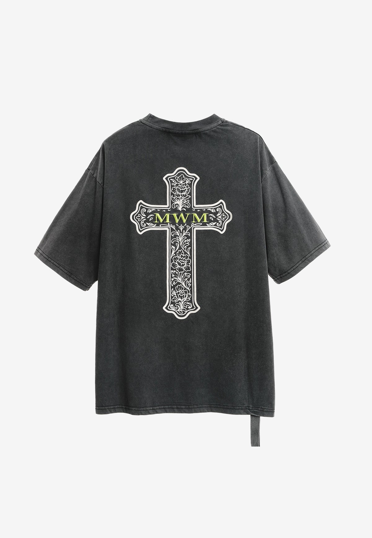 Camiseta de corte regular lavada con logo infinito y cruz bordada | MWM [PS_COLORS:BLACK]