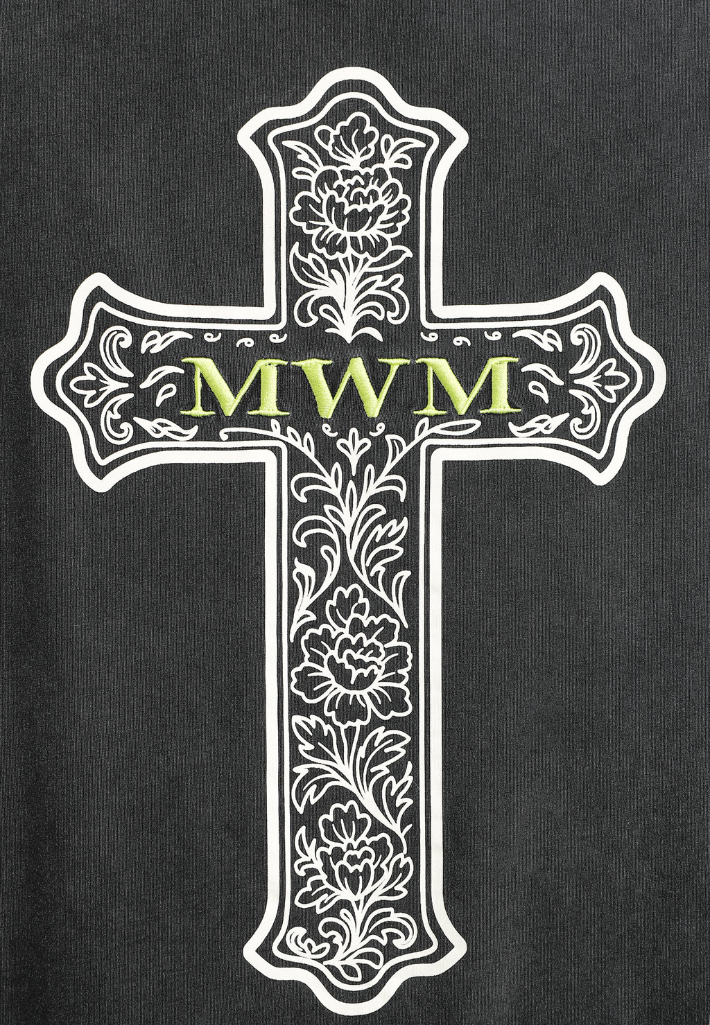 Camiseta de corte regular lavada con logo infinito y cruz bordada | MWM [PS_COLORS:BLACK]