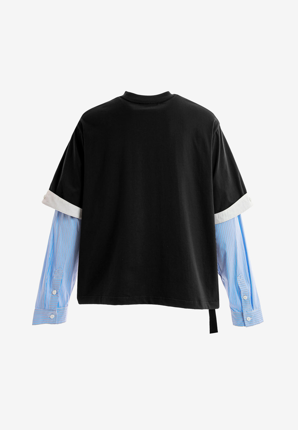Camiseta de doble capa con manga larga de camisa y bolsillo frontal | MWM [PS_COLORS:BLACK]
