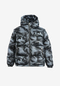 Abrigo puffer jacquard de chenilla con brillo, capucha y mangas desmontables | MWM [PS_COLORS:BLACK]