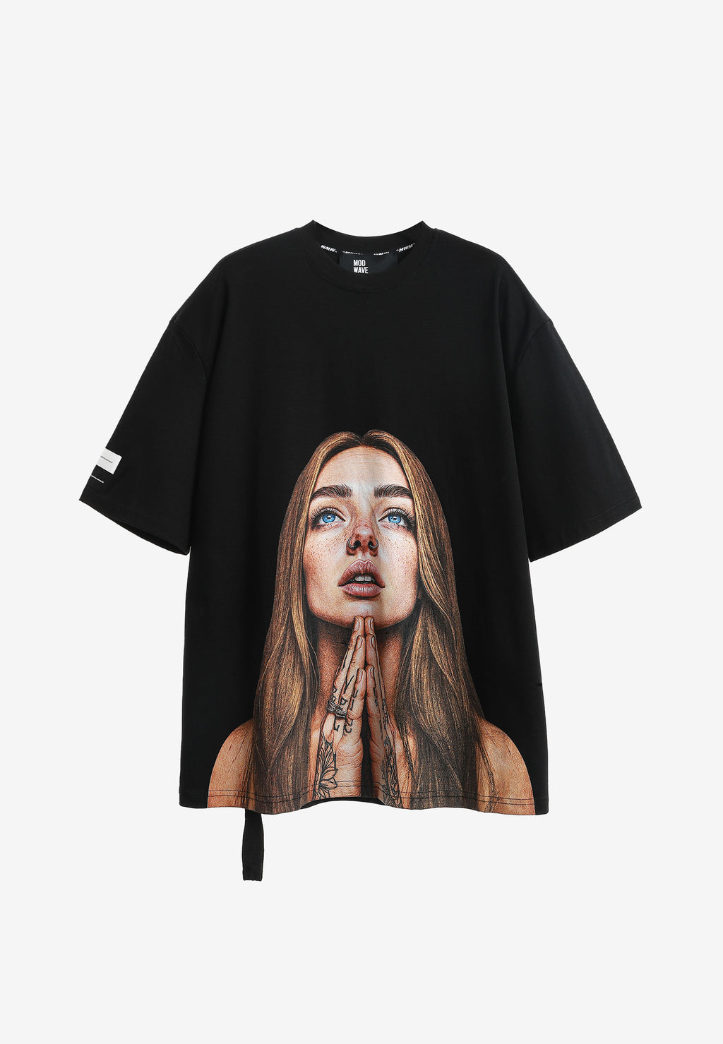 Camiseta Faces de algodón mercerizado con print de gran formato | MWM [PS_COLORS:BLACK]