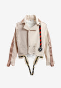 Chaqueta vaquera distressed con cintas MWM y chaleco térmico extraíble | MWM [PS_COLORS:BEIGE]