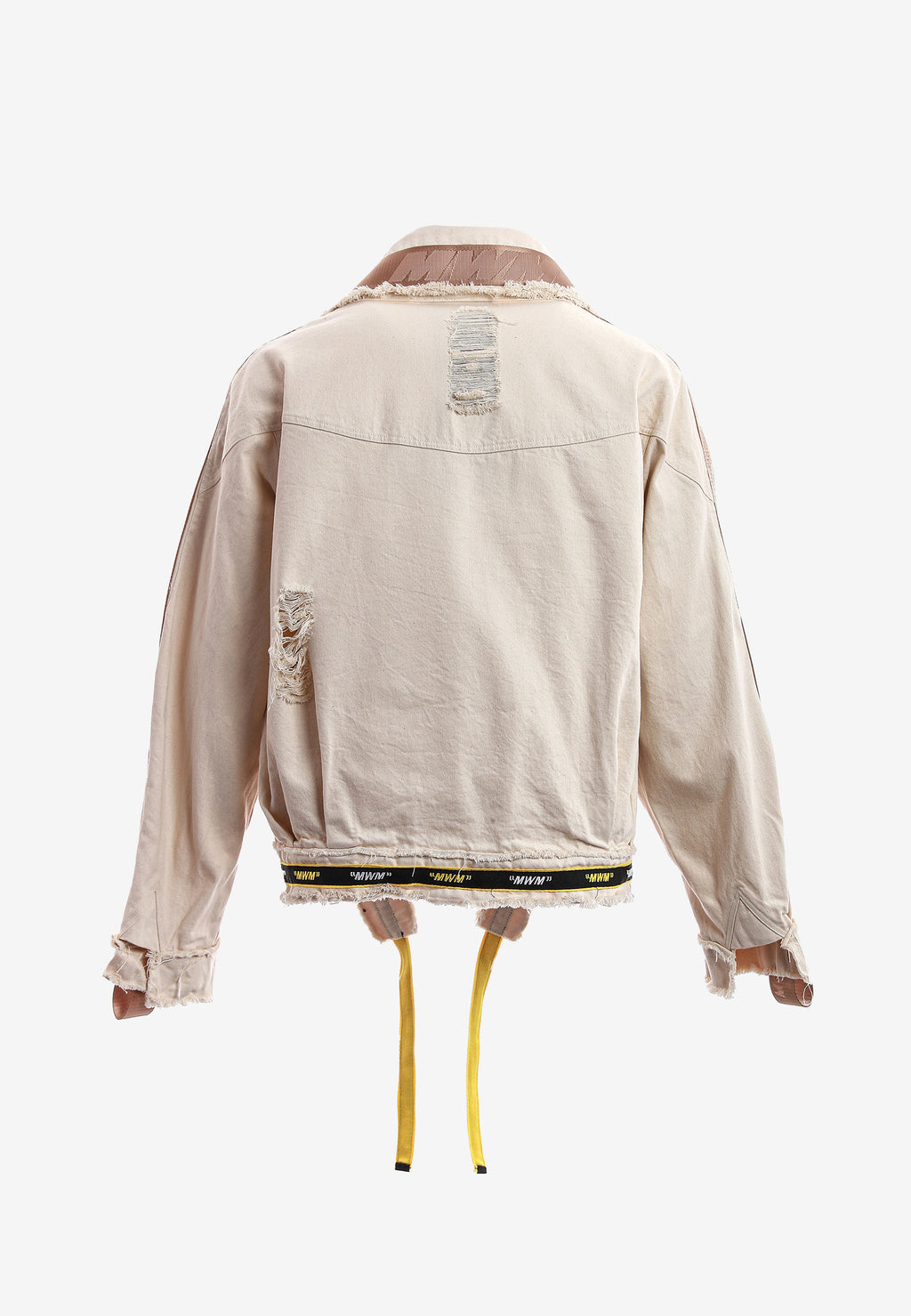 Chaqueta vaquera distressed con cintas MWM y chaleco térmico extraíble | MWM [PS_COLORS:BEIGE]