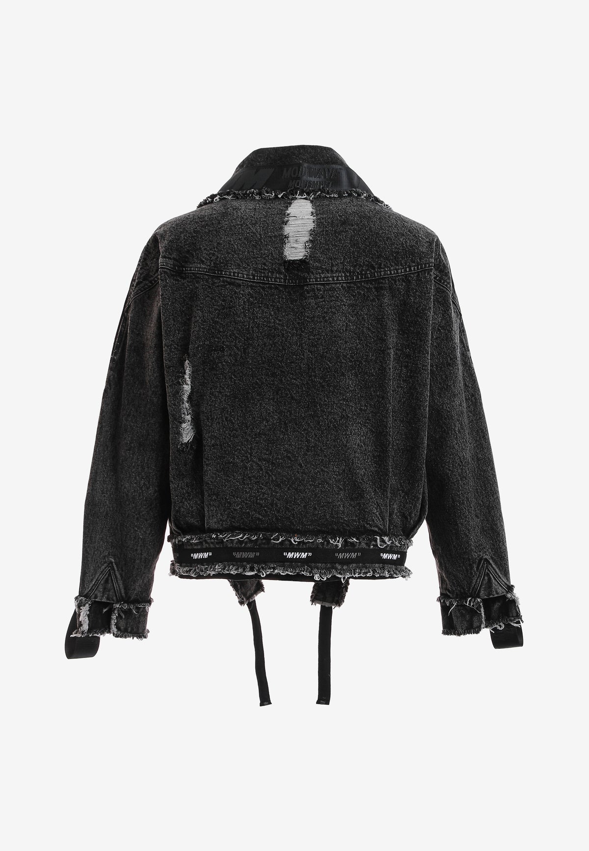 Chaqueta vaquera distressed con cintas MWM y chaleco térmico extraíble | MWM [PS_COLORS:BLACK]