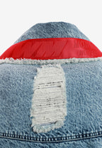 Chaqueta vaquera distressed con cintas MWM y chaleco térmico extraíble | MWM [PS_COLORS:BLUE]