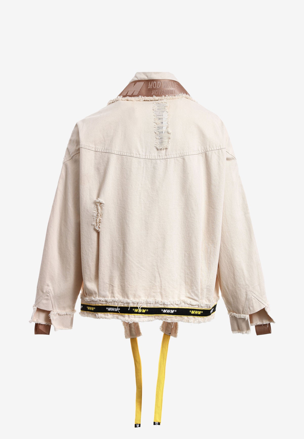 Chaqueta vaquera distressed con cintas MWM | MWM [PS_COLORS:BEIGE]