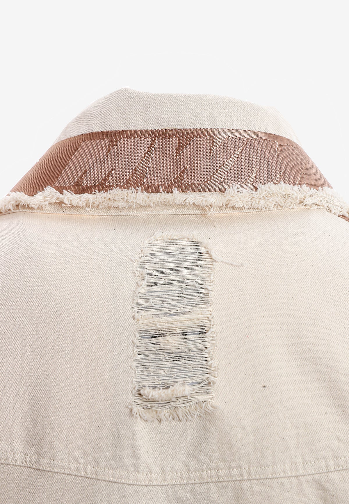 Chaqueta vaquera distressed con cintas MWM | MWM [PS_COLORS:BEIGE]