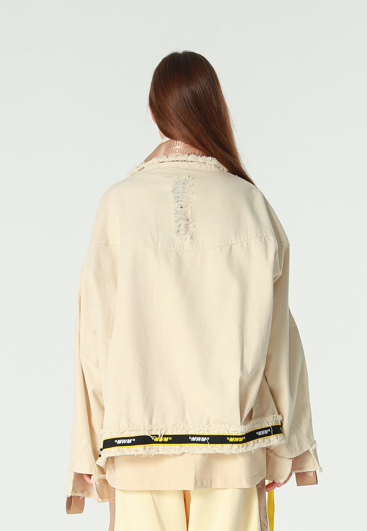 Chaqueta vaquera distressed con cintas MWM | MWM [PS_COLORS:BEIGE]