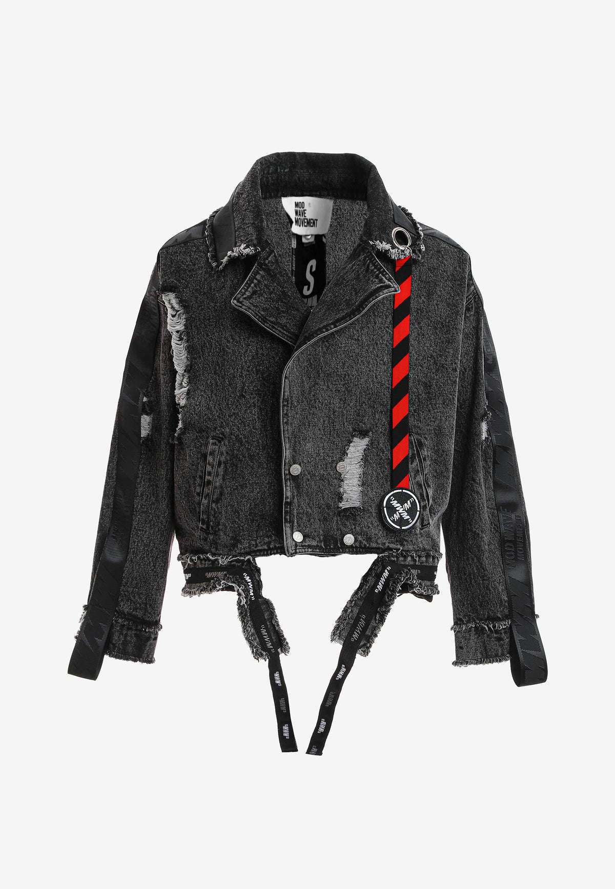Chaqueta vaquera distressed con cintas MWM | MWM [PS_COLORS:BLACK]