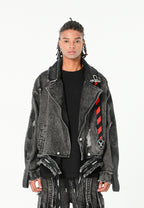 Chaqueta vaquera distressed con cintas MWM | MWM [PS_COLORS:BLACK]
