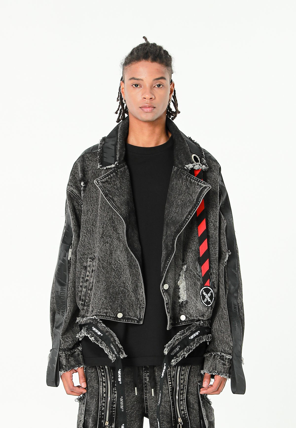 Chaqueta vaquera distressed con cintas MWM | MWM [PS_COLORS:BLACK]