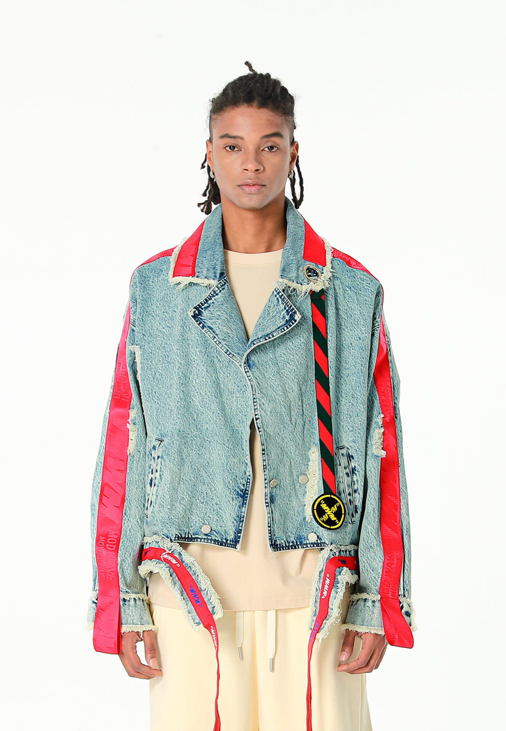 Chaqueta vaquera distressed con cintas MWM | MWM [PS_COLORS:BLUE]