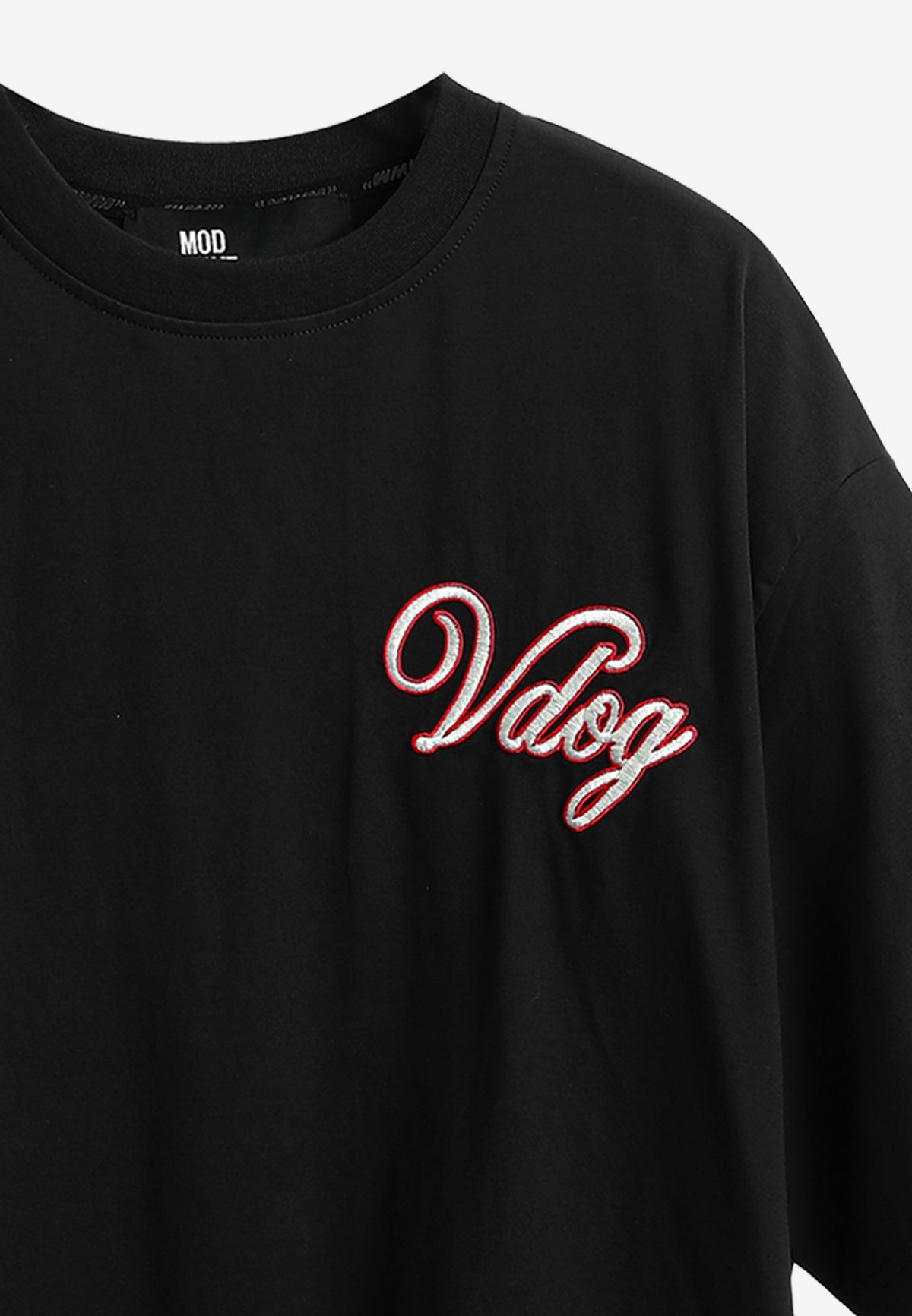 Camiseta Vanguard Dogs VDOG de corte regular con bulldog y aplicaciones efecto piel en la espalda | MWM [PS_COLORS:BLACK]