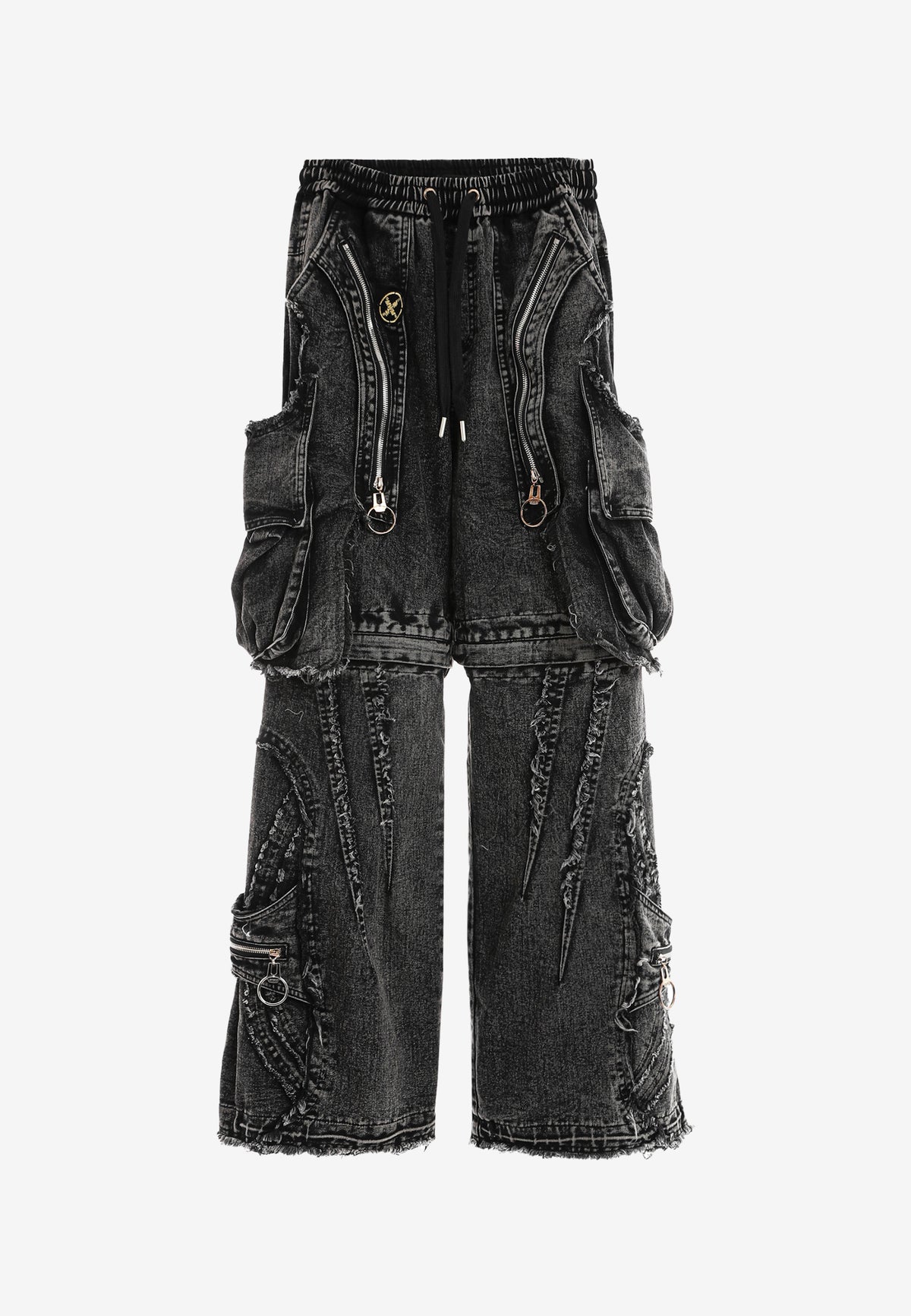 Pantalón cargo Vanguard Dogs de pierna ancha convertible en bermuda | MWM [PS_COLORS:BLACK]