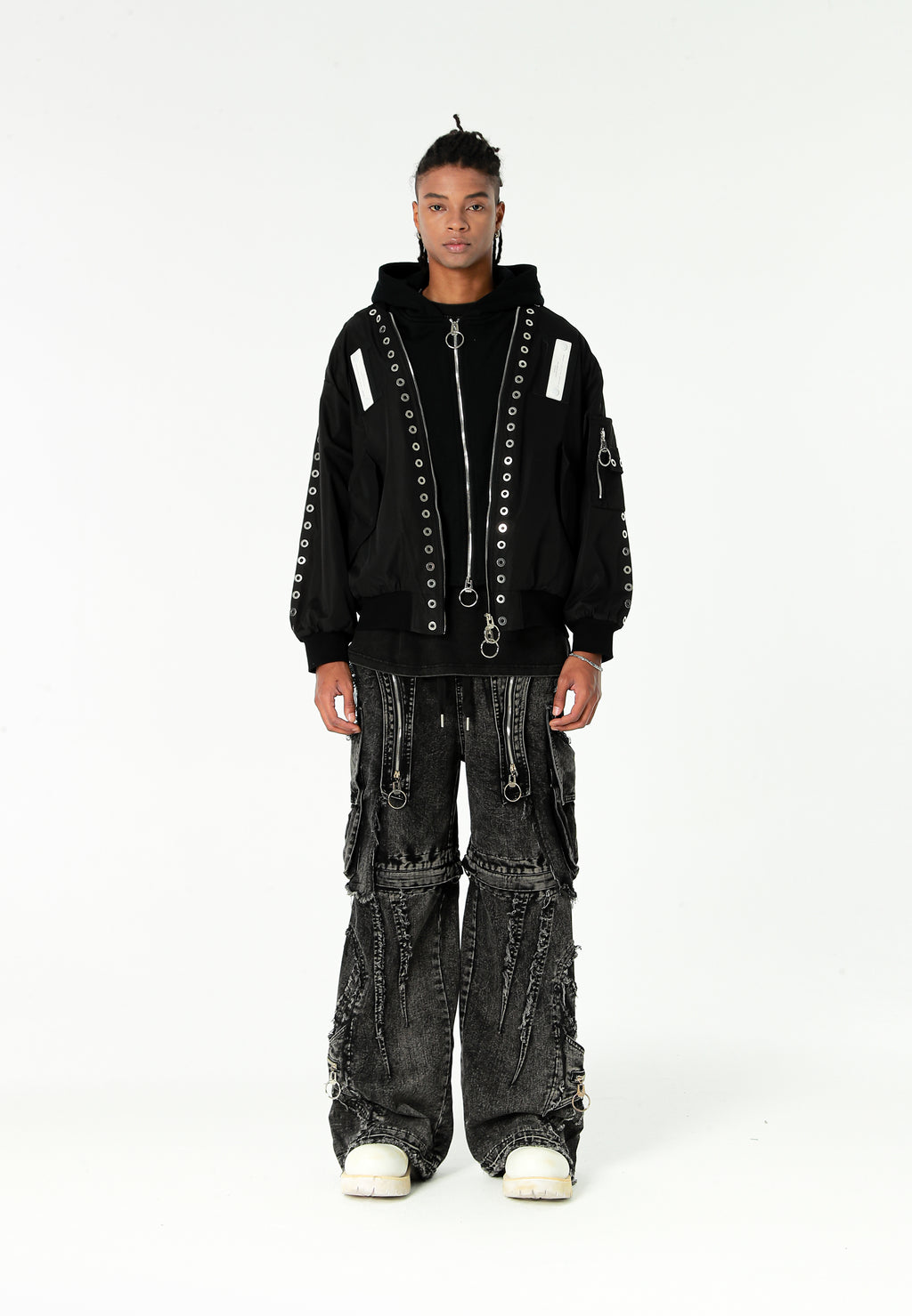 Pantalón cargo Vanguard Dogs de pierna ancha convertible en bermuda | MWM [PS_COLORS:BLACK]