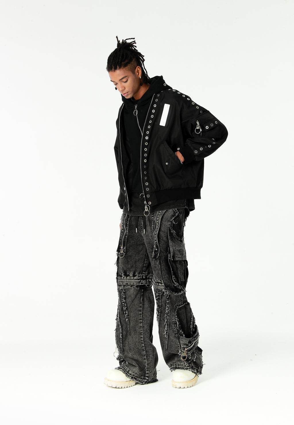 Pantalón cargo Vanguard Dogs de pierna ancha convertible en bermuda | MWM [PS_COLORS:BLACK]