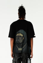Camiseta oversize Vanguard Dogs Faces con print de bulldog en la espalda | MWM [PS_COLORS:BLACK]