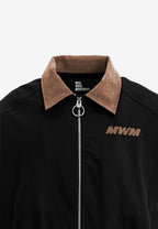 Chaqueta Harrington TEDDY de canvas con cuello efecto piel y parche Teddy en la espalda | MWM [PS_COLORS:BLACK]