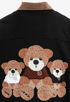 Chaqueta Harrington TEDDY de canvas con cuello efecto piel y parche Teddy en la espalda | MWM [PS_COLORS:BLACK]