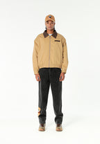 Chaqueta Harrington TEDDY de canvas con cuello efecto piel y parche Teddy en la espalda | MWM [PS_COLORS:CAMEL]