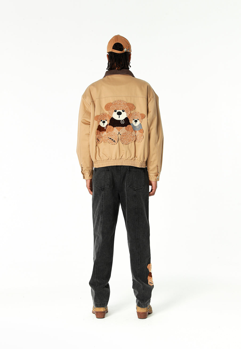 Chaqueta Harrington TEDDY de canvas con cuello efecto piel y parche Teddy en la espalda | MWM [PS_COLORS:CAMEL]
