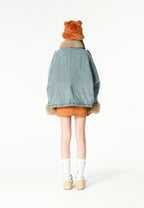 Chaqueta vaquera de mujer con cuello y puños de pelo | MWM [PS_COLORS:BLUE]