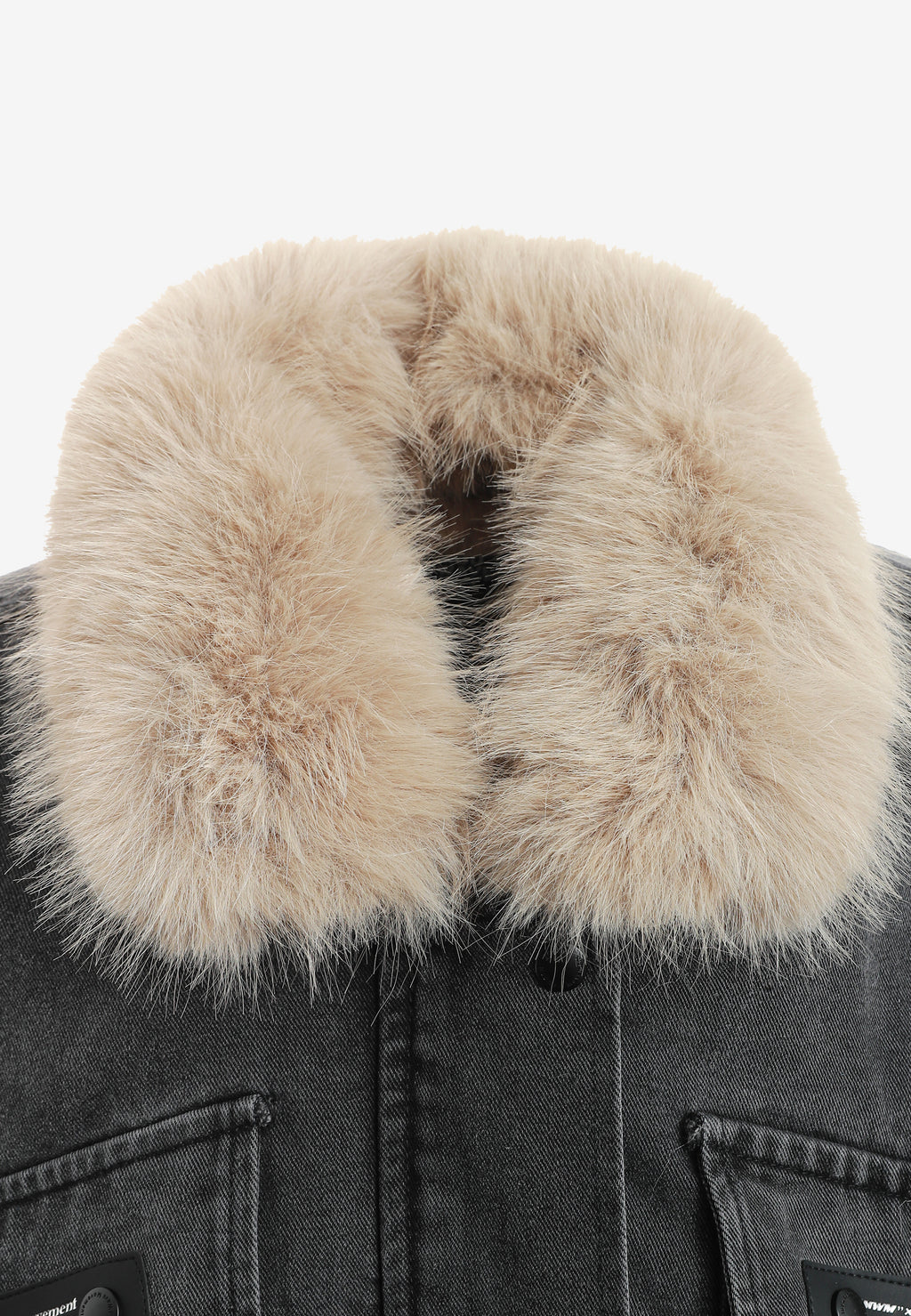 Chaqueta vaquera de mujer con cuello y puños de pelo | MWM [PS_COLORS:BLACK]