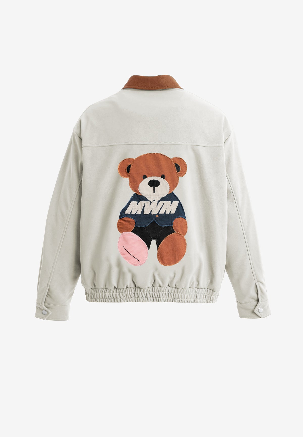 Chaqueta Harrington TEDDY efecto piel con parche Teddy de canvas y forro animal print | MWM [PS_COLORS:ECRU]