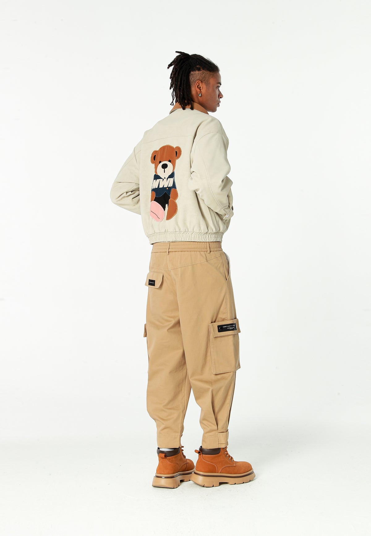 Chaqueta Harrington TEDDY efecto piel con parche Teddy de canvas y forro animal print | MWM [PS_COLORS:ECRU]