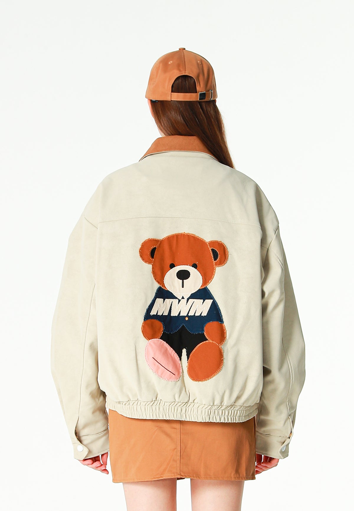 Chaqueta Harrington TEDDY efecto piel con parche Teddy de canvas y forro animal print | MWM [PS_COLORS:ECRU]