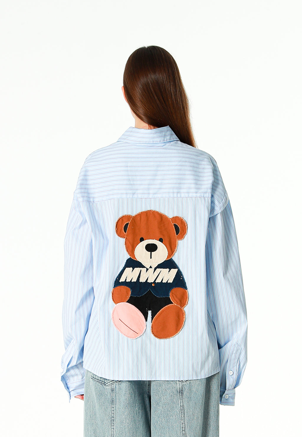 Camisa TEDDY corta con bolsillos laterales, cierre chino y parche Teddy en la espalda | MWM [PS_COLORS:BLUE]