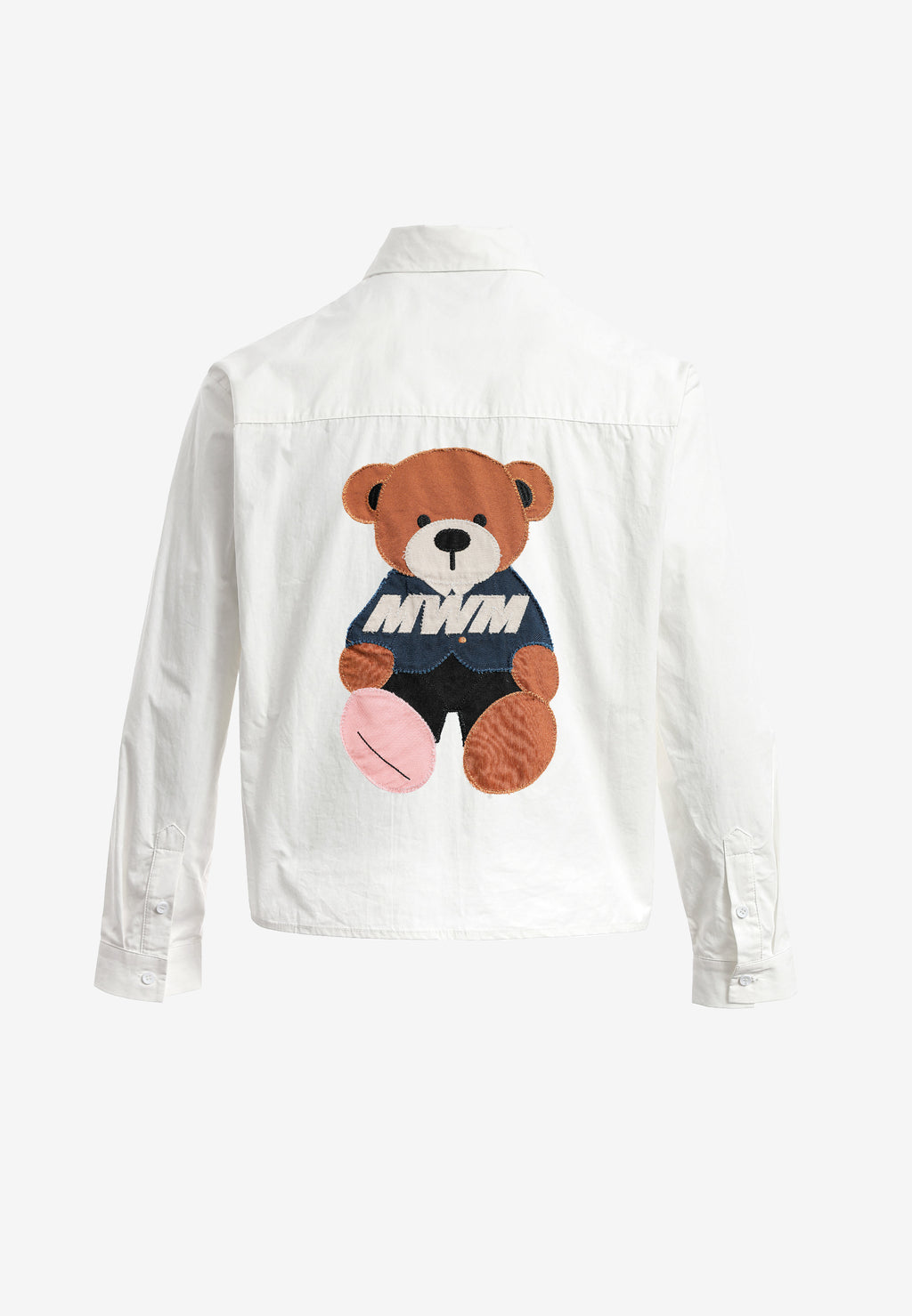 Camisa TEDDY corta con bolsillos laterales, cierre chino y parche Teddy en la espalda | MWM [PS_COLORS:WHITE]